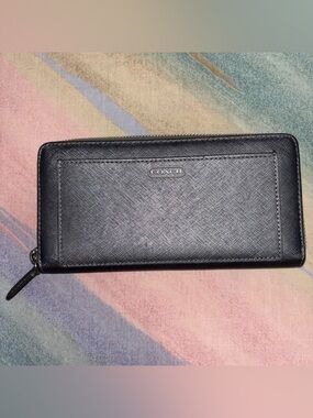 Coach Darcy Leather Accordion Wallet Gray
